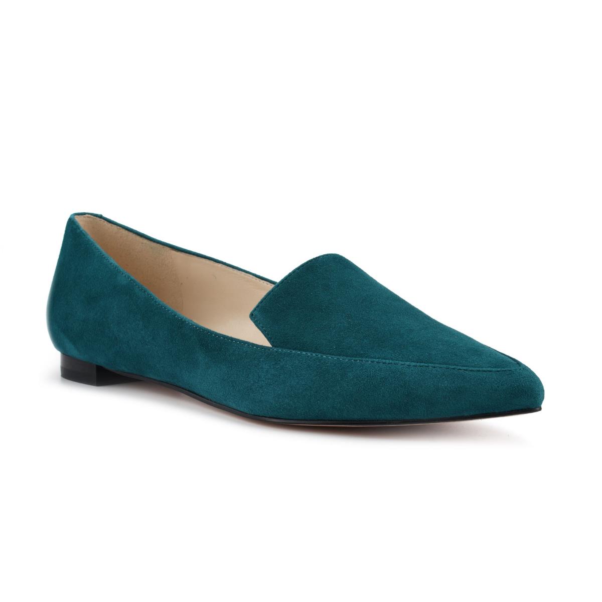 Nine West Abay Smoking Flats Turquoise | QPGU15237