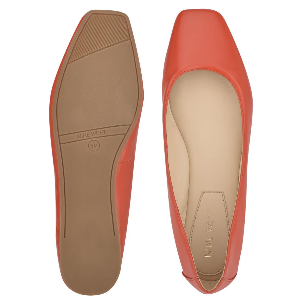 Nine West Alena Square-Toe Ballet Flats Orange | JKBD20153