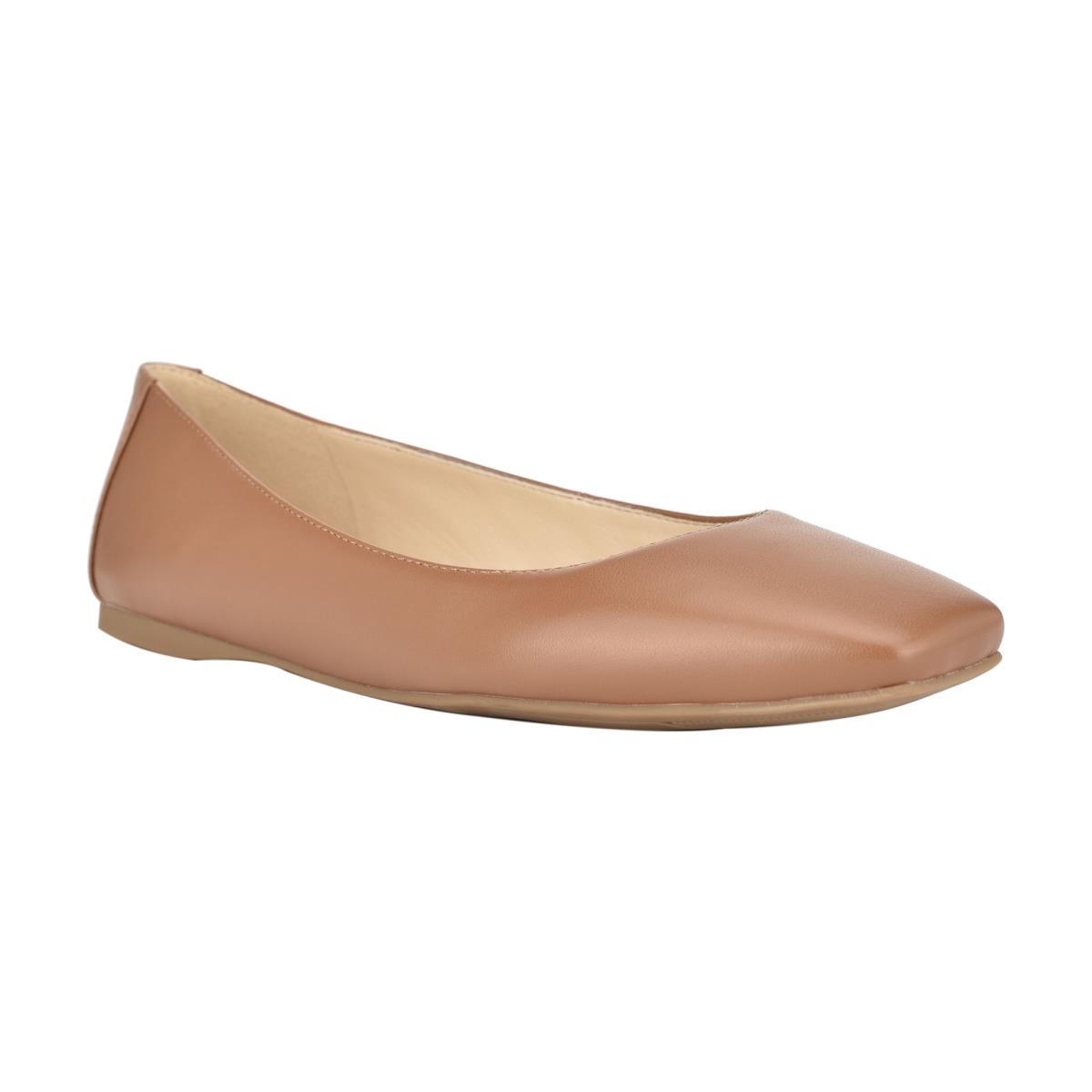 Nine West Alena Square-Toe Ballet Flats Skin Color | KUNE39481