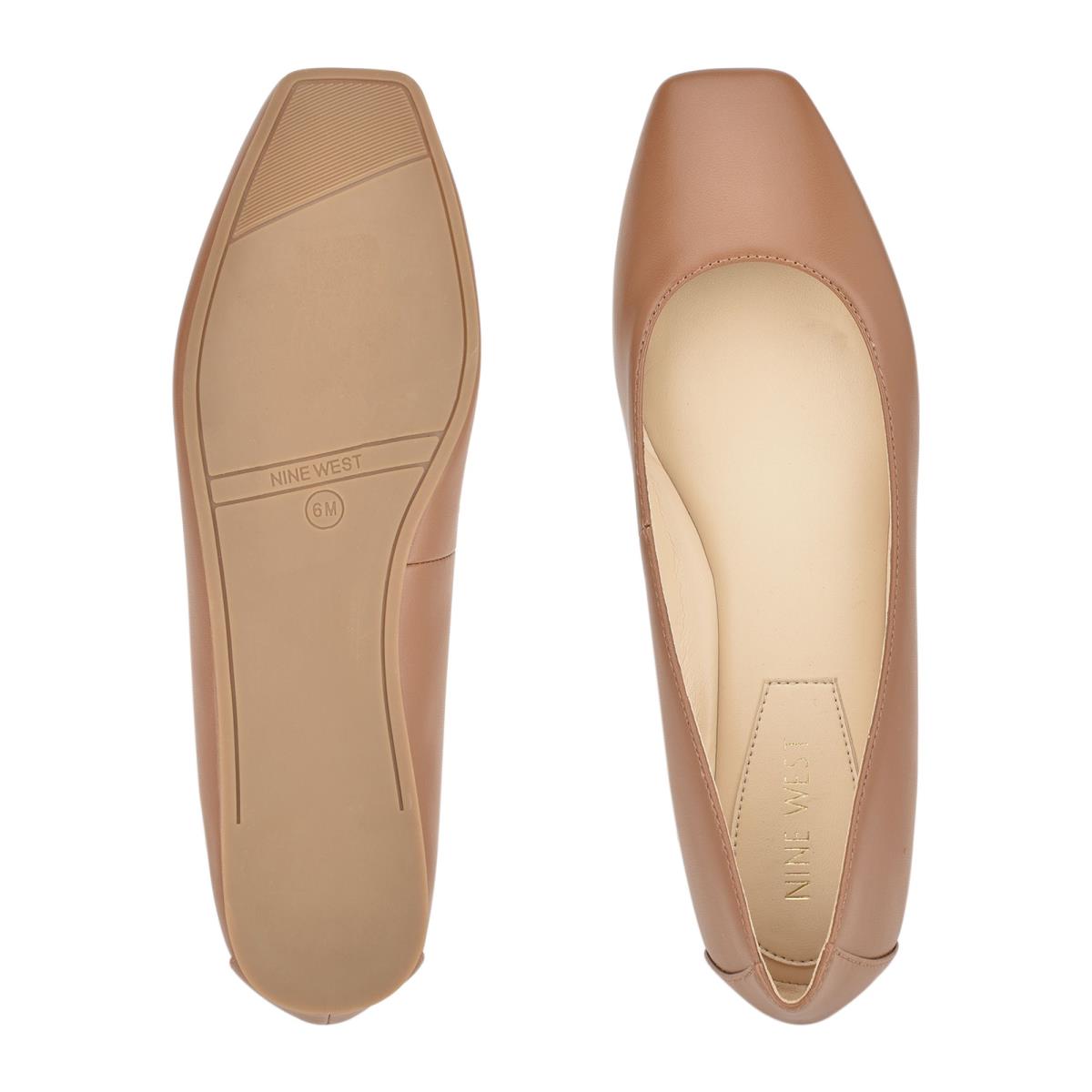 Nine West Alena Square-Toe Ballet Flats Skin Color | KUNE39481