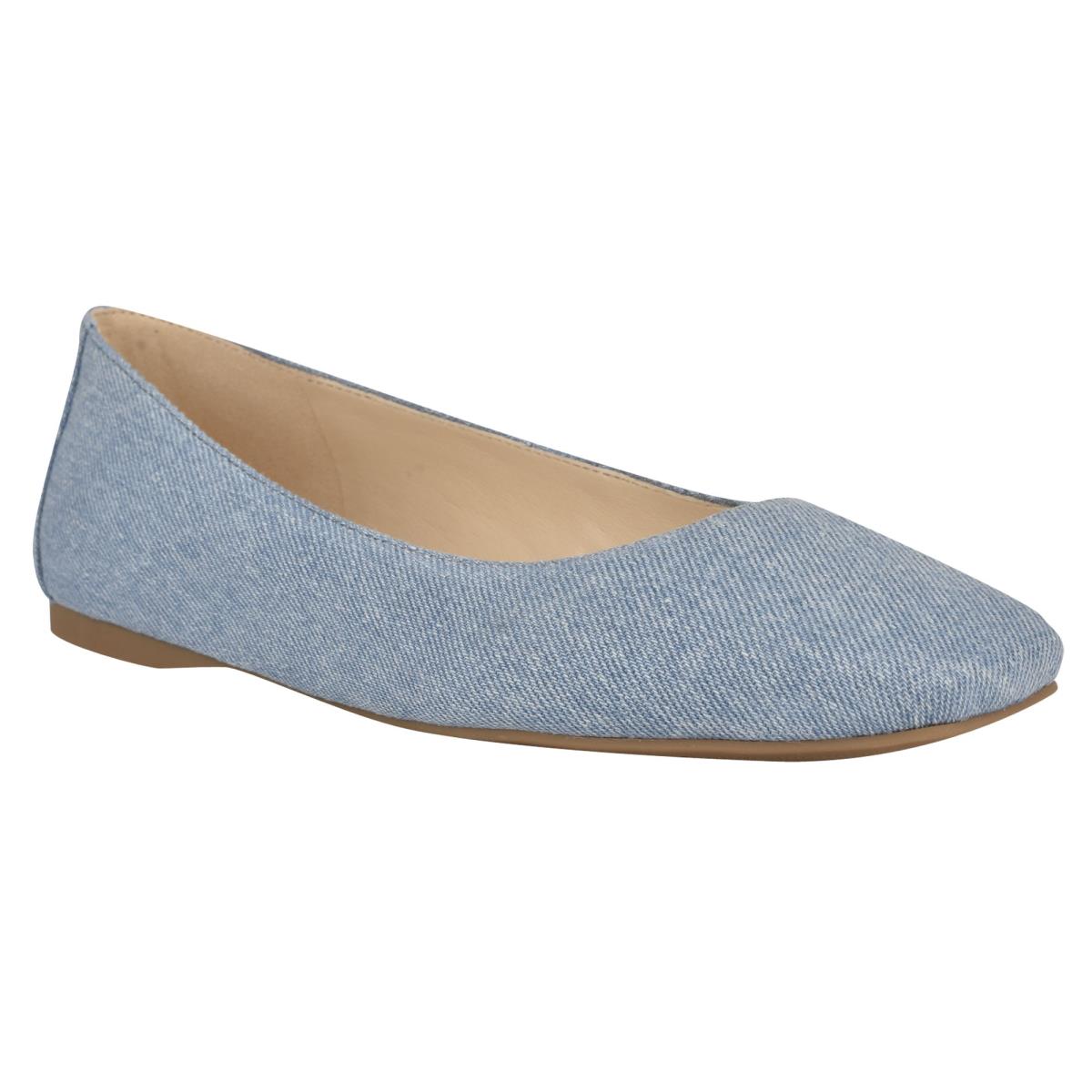 Nine West Alena Square-Toe Ballet Flats Blue | NBQO91724