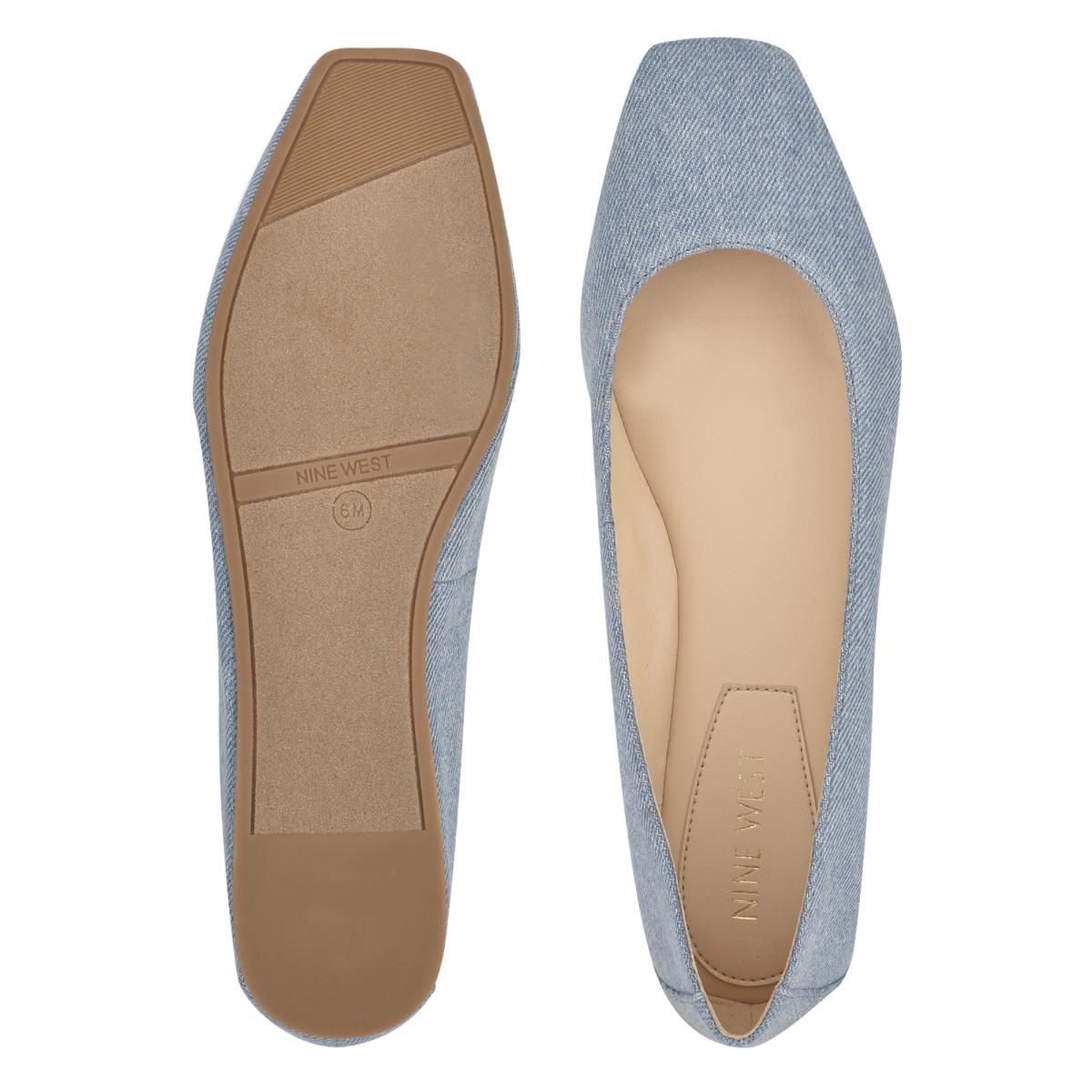 Nine West Alena Square-Toe Ballet Flats Blue | NBQO91724