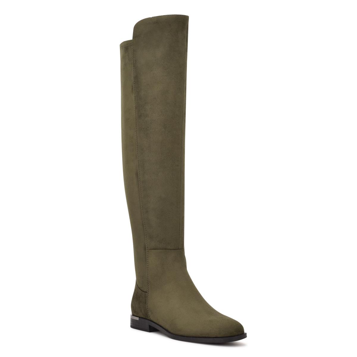 Nine West Allair Over the Knee Boots Olive | QYSG92587