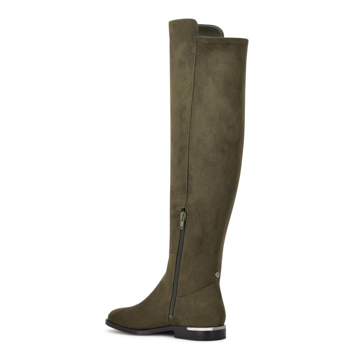 Nine West Allair Over the Knee Boots Olive | QYSG92587