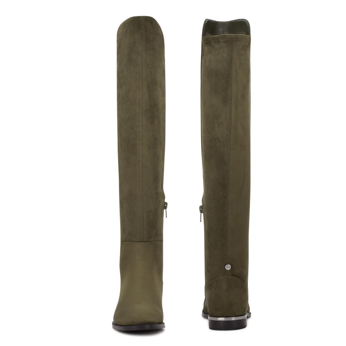 Nine West Allair Over the Knee Boots Olive | QYSG92587