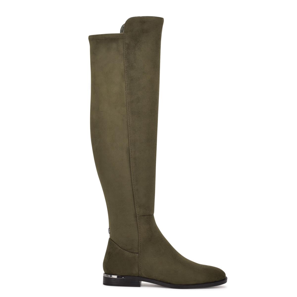 Nine West Allair Over the Knee Boots Olive | QYSG92587