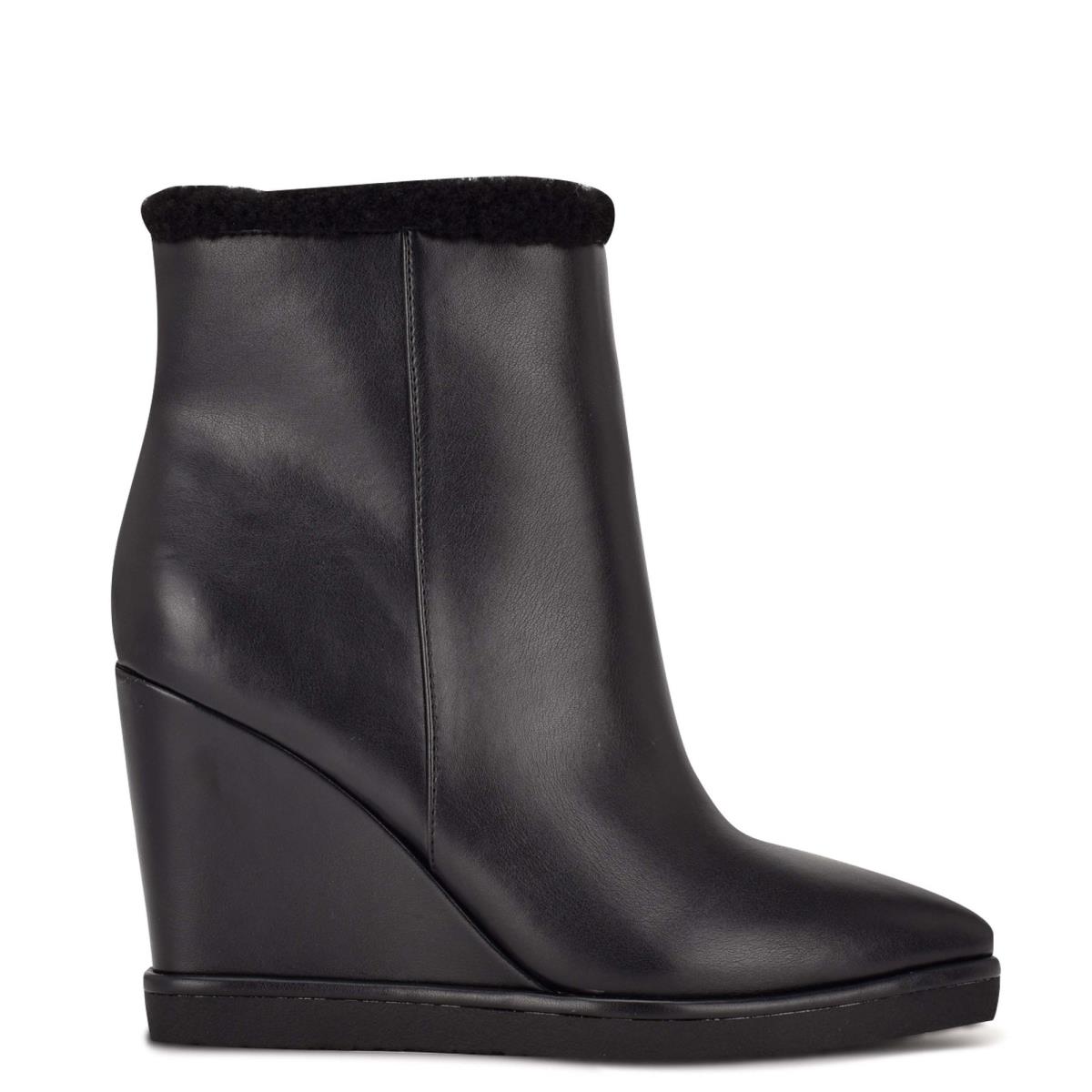 Nine West Apres Wedge Booties Black | JOGN65931