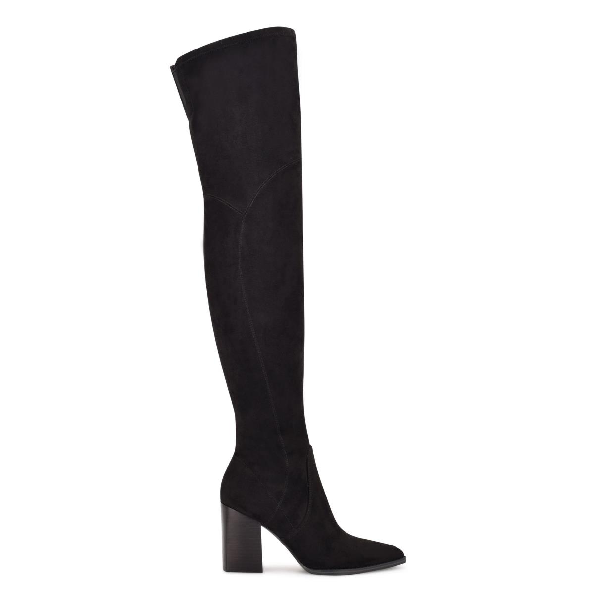 Nine West Barret Over The Knee Heeled Boots Black | AGNR40135