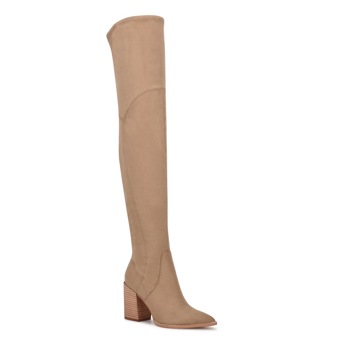 Nine West Barret Over The Knee Heeled Boots Light Beige | WORF17926