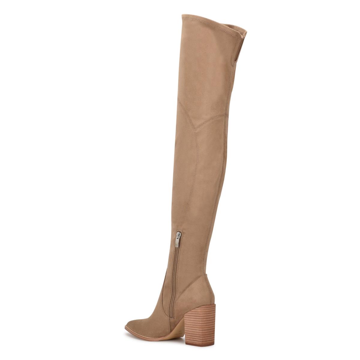 Nine West Barret Over The Knee Heeled Boots Light Beige | WORF17926