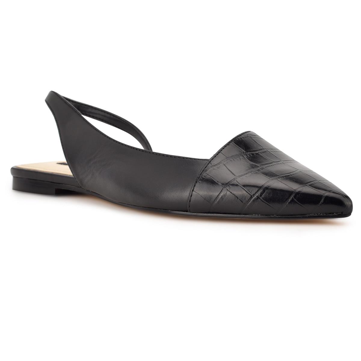 Nine West Beads Slingback Pointy Toe Flats Black / Black | APIO96750