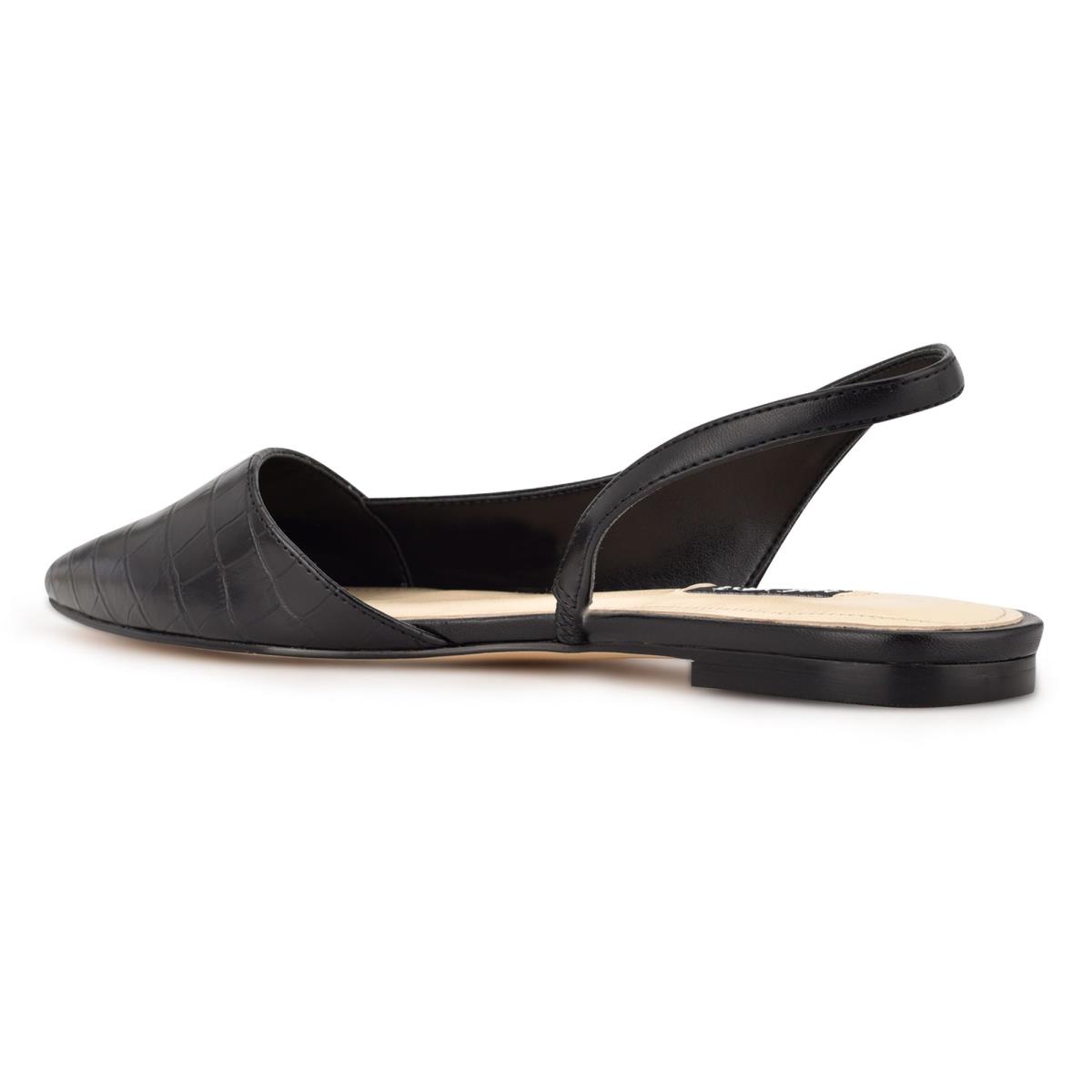 Nine West Beads Slingback Pointy Toe Flats Black / Black | APIO96750