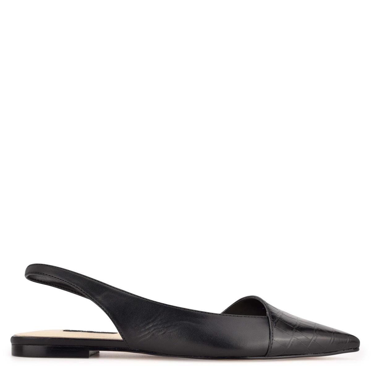 Nine West Beads Slingback Pointy Toe Flats Black / Black | APIO96750