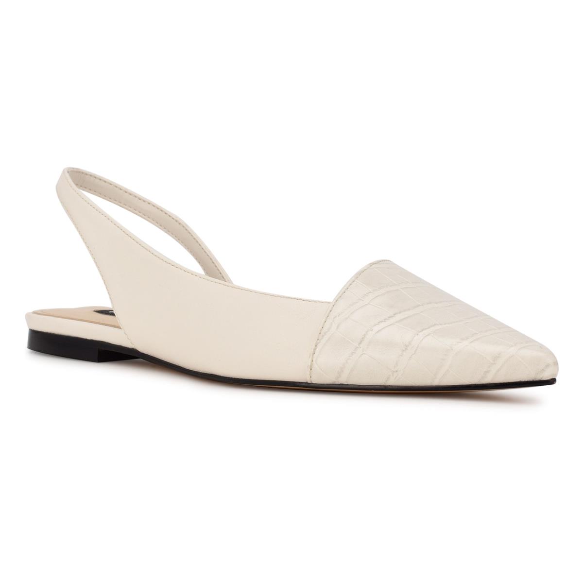 Nine West Beads Slingback Pointy Toe Flats Beige / Cream | MXGI68297