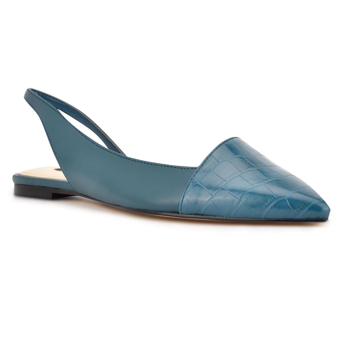 Nine West Beads Slingback Pointy Toe Flats Turquoise / Turquoise | QFVJ31026