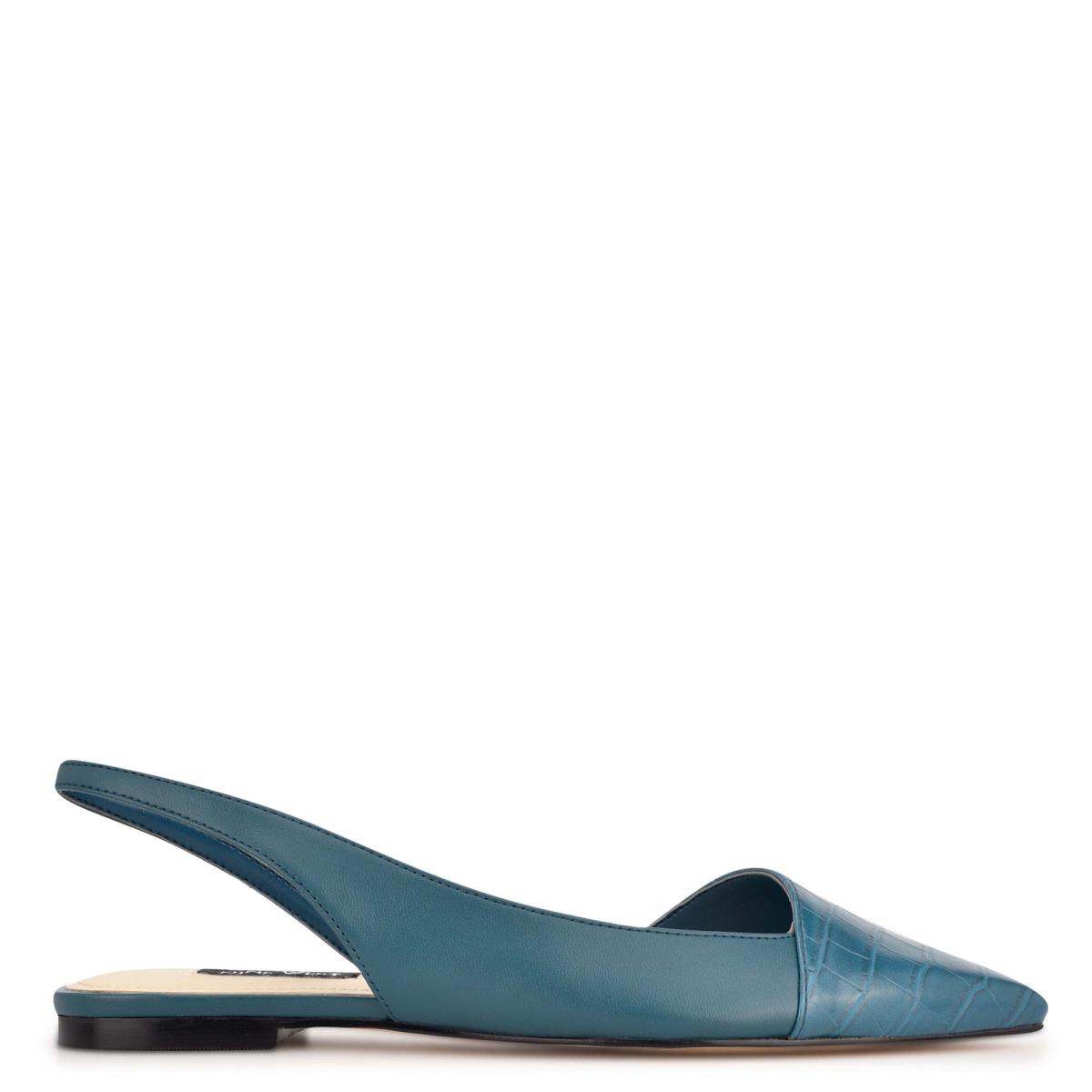 Nine West Beads Slingback Pointy Toe Flats Turquoise / Turquoise | QFVJ31026