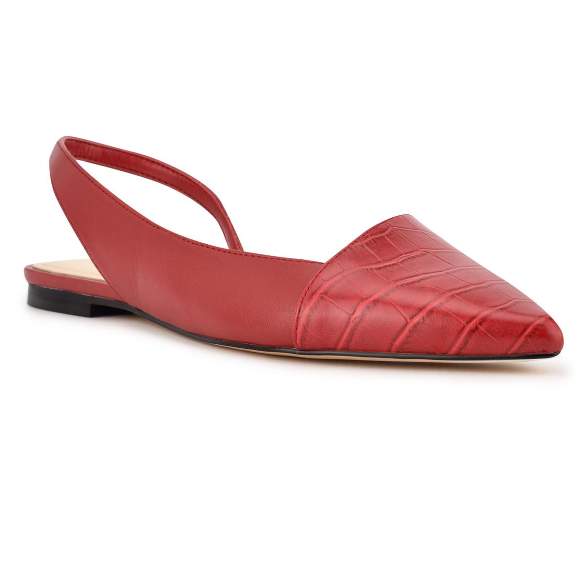 Nine West Beads Slingback Pointy Toe Flats Red / Red | UNJP19250