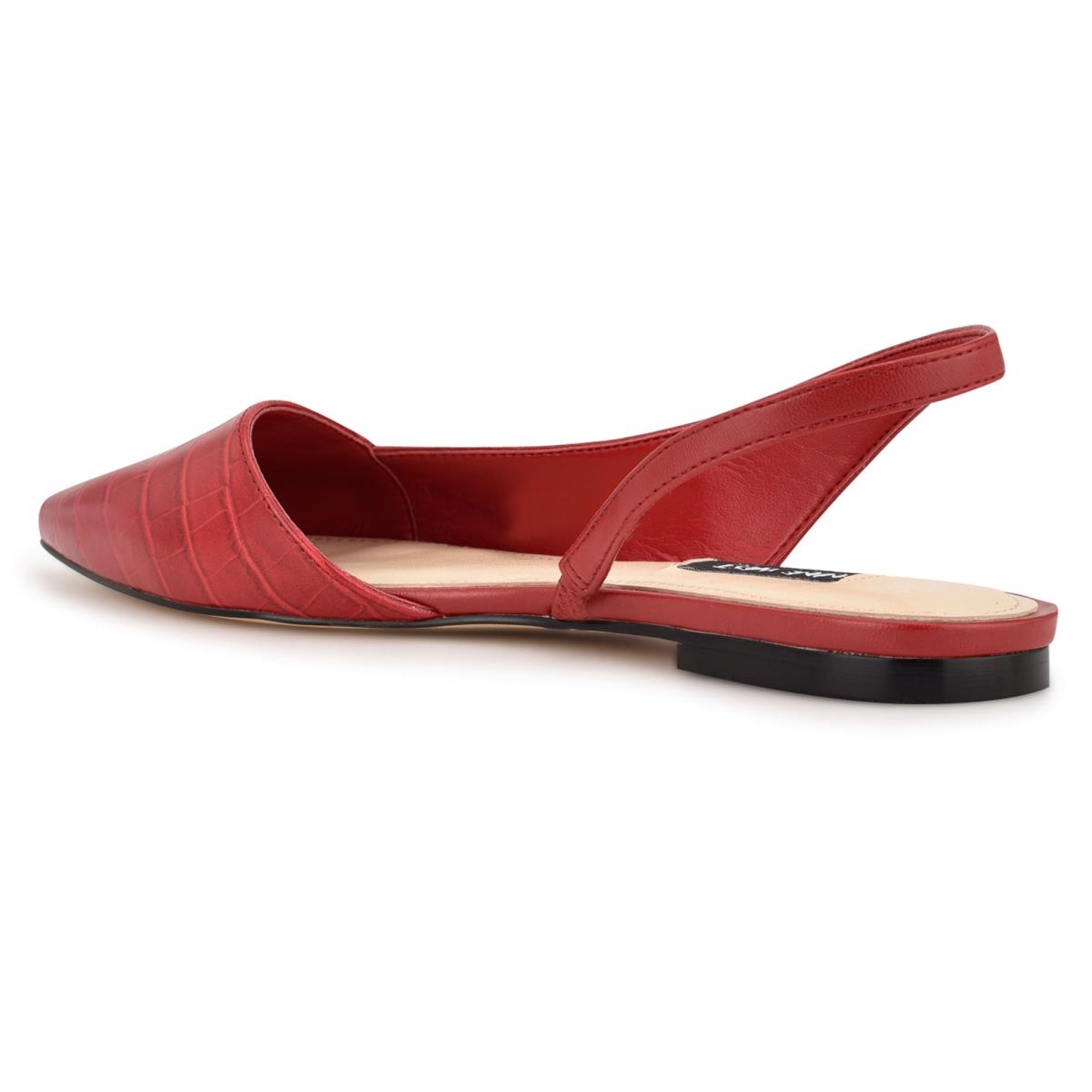 Nine West Beads Slingback Pointy Toe Flats Red / Red | UNJP19250