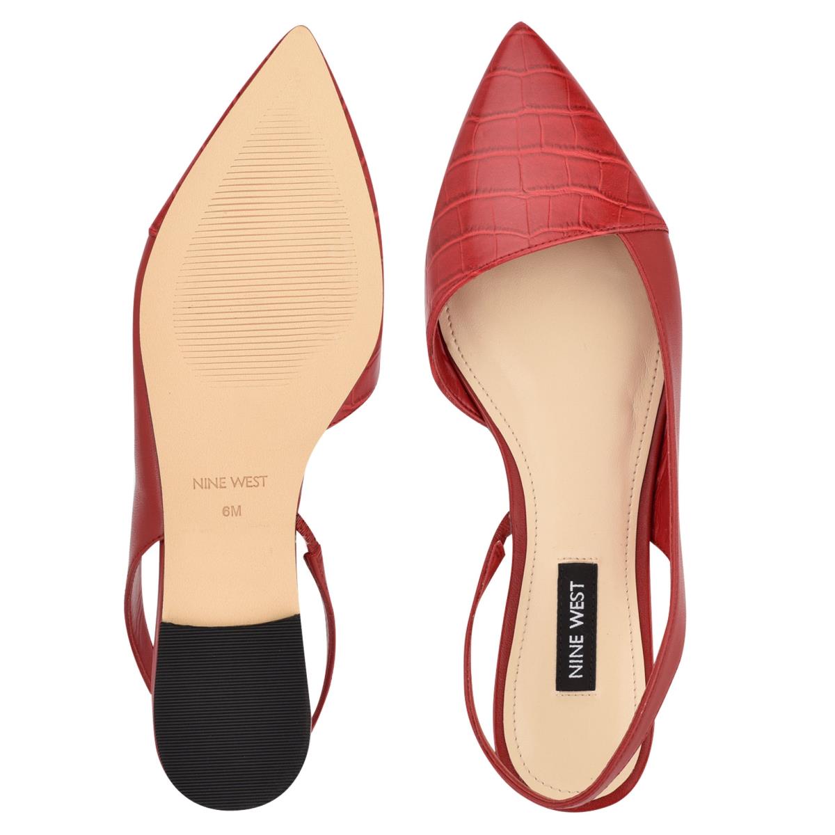 Nine West Beads Slingback Pointy Toe Flats Red / Red | UNJP19250