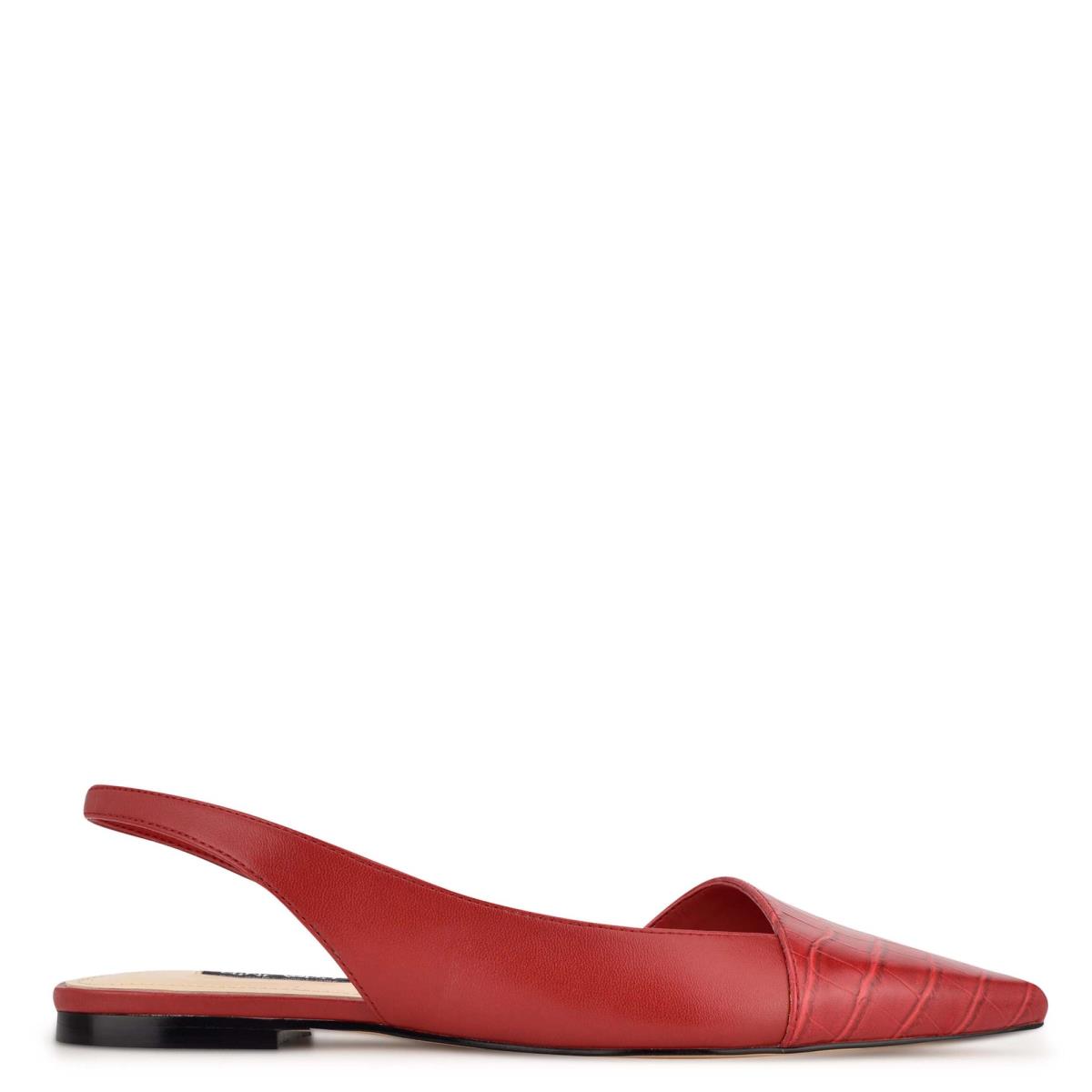 Nine West Beads Slingback Pointy Toe Flats Red / Red | UNJP19250