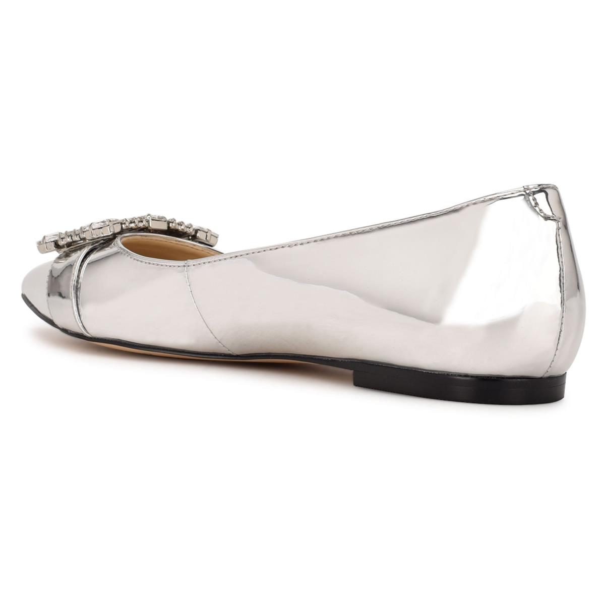 Nine West Behold Dress Ballet Flats Silver | GYWJ87512