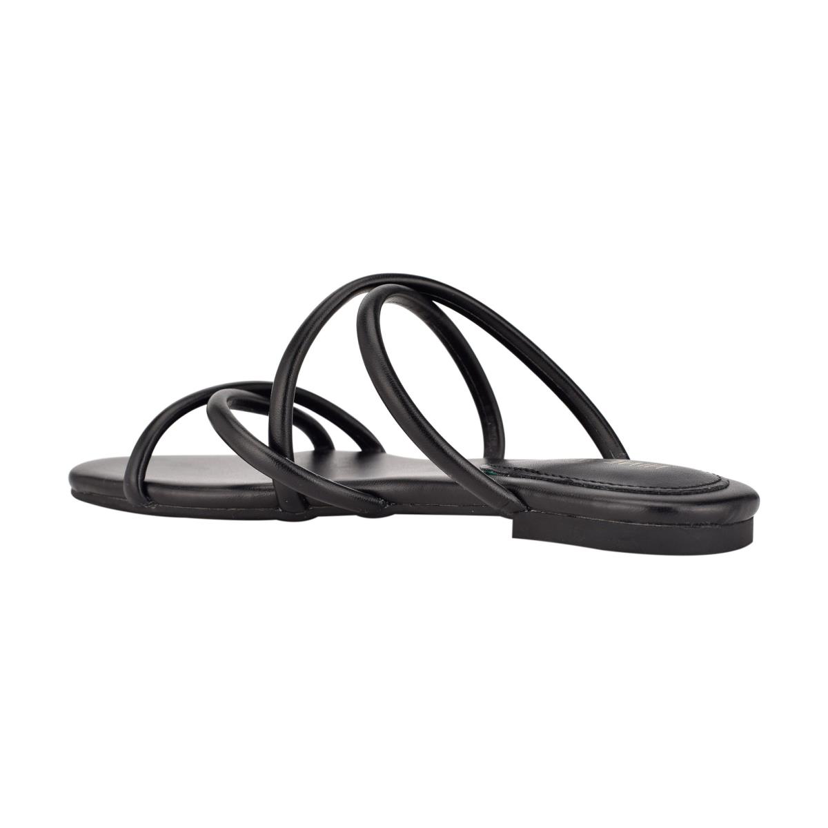 Nine West Beva Flat Slide Sandals Black | UMNH07126