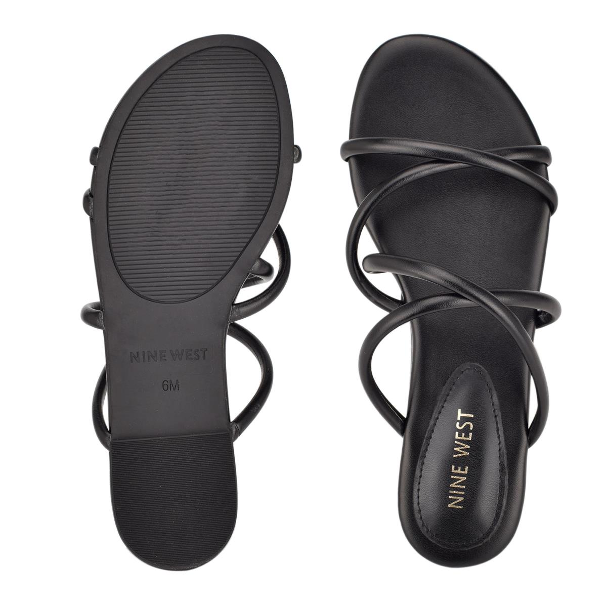 Nine West Beva Flat Slide Sandals Black | UMNH07126