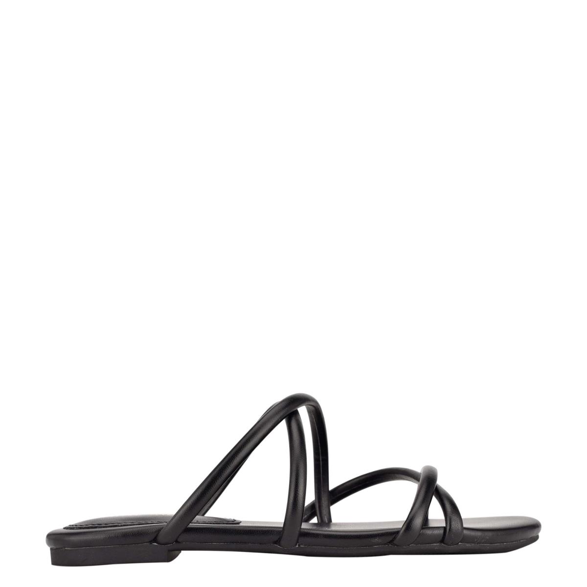 Nine West Beva Flat Slide Sandals Black | UMNH07126