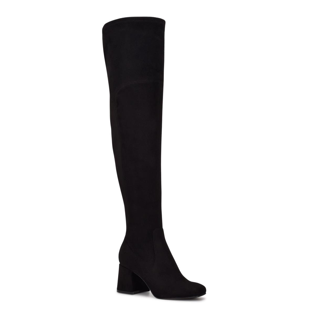 Nine West Blocky Over The Knee Heeled Boots Black | XLIW32019