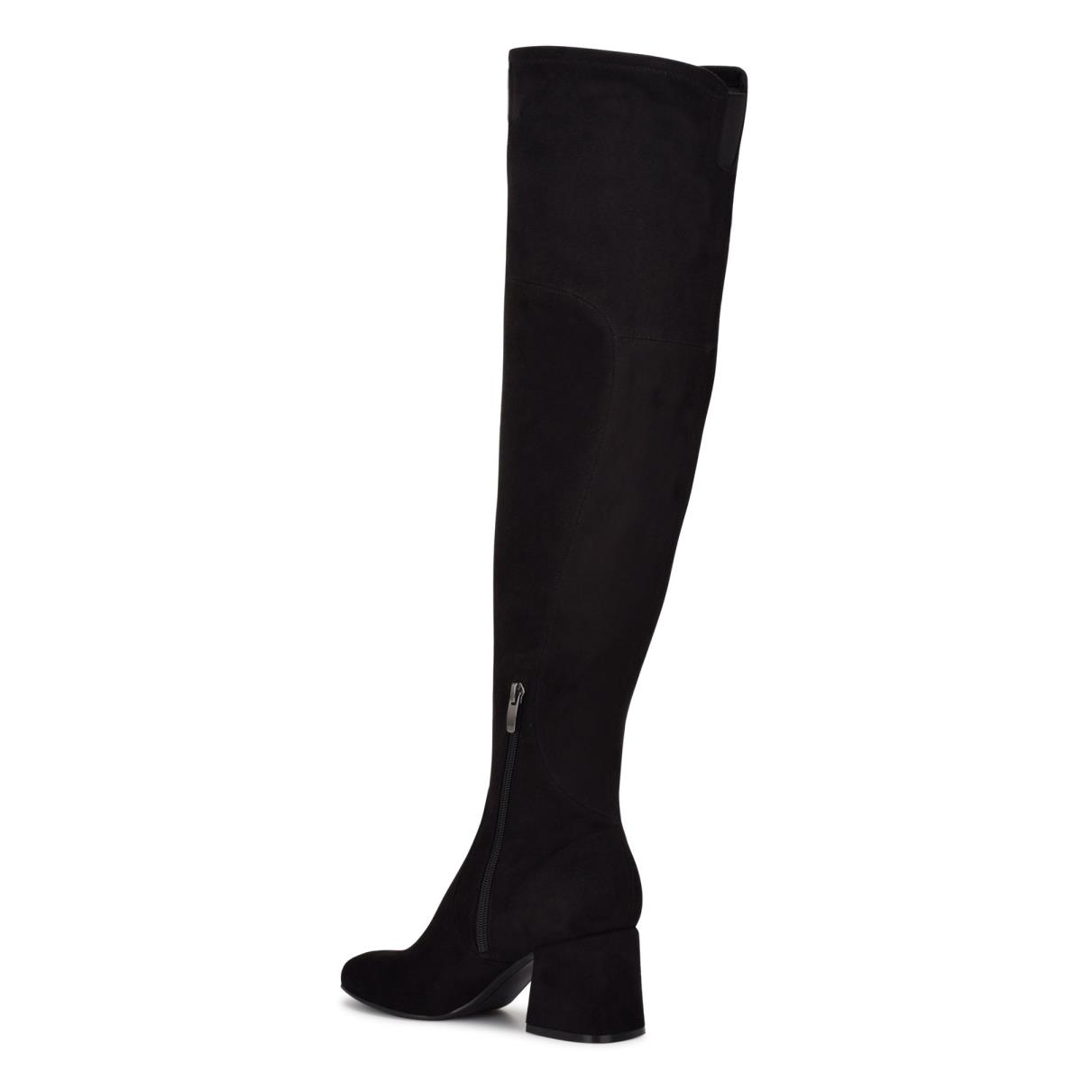 Nine West Blocky Over The Knee Heeled Boots Black | XLIW32019