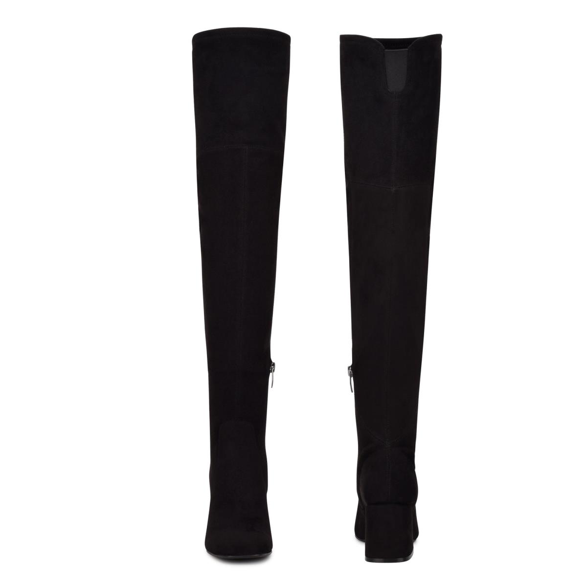 Nine West Blocky Over The Knee Heeled Boots Black | XLIW32019