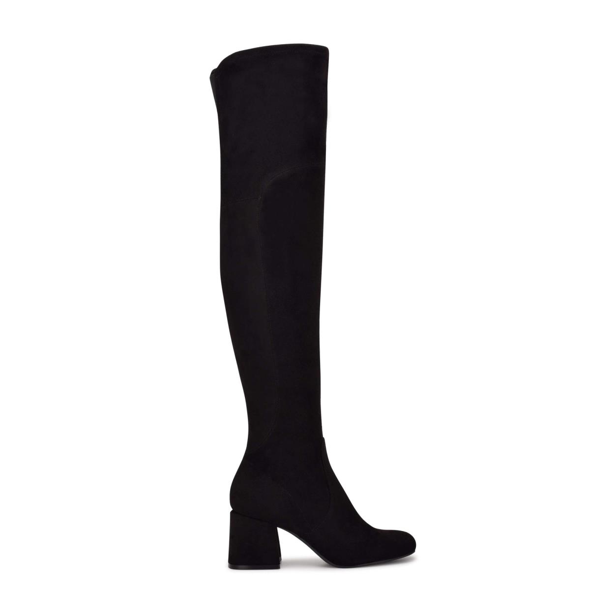 Nine West Blocky Over The Knee Heeled Boots Black | XLIW32019