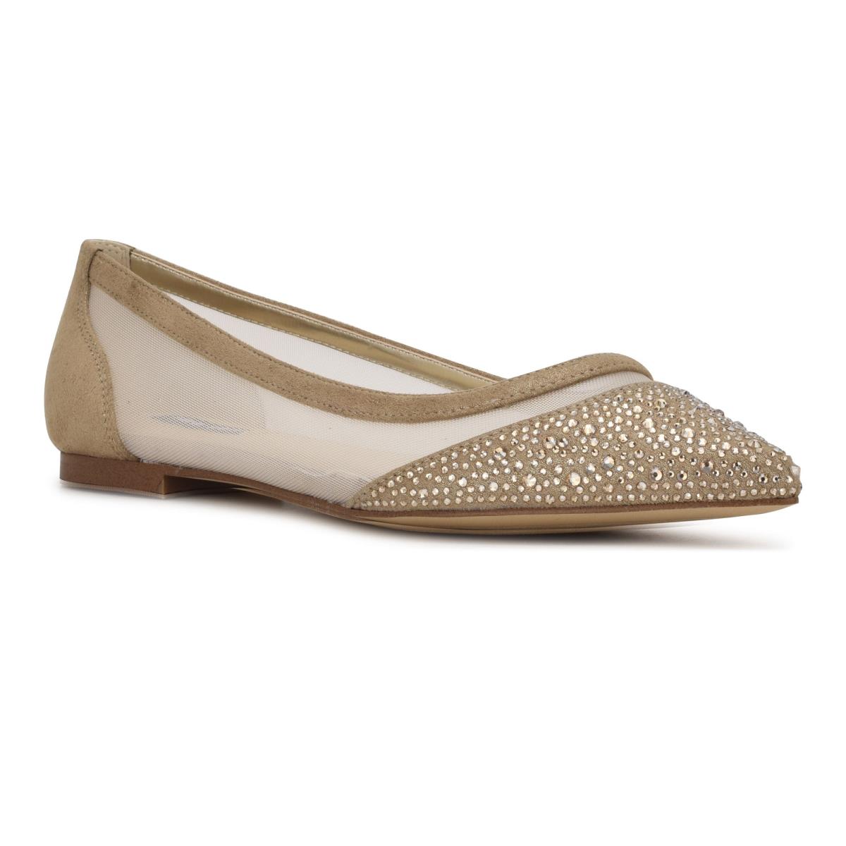 Nine West Bogus Pointy Toe Ballet Flats Beige | KMEU69473