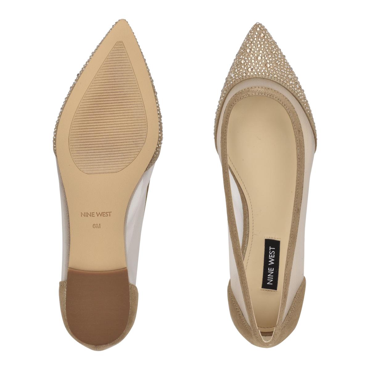 Nine West Bogus Pointy Toe Ballet Flats Beige | KMEU69473