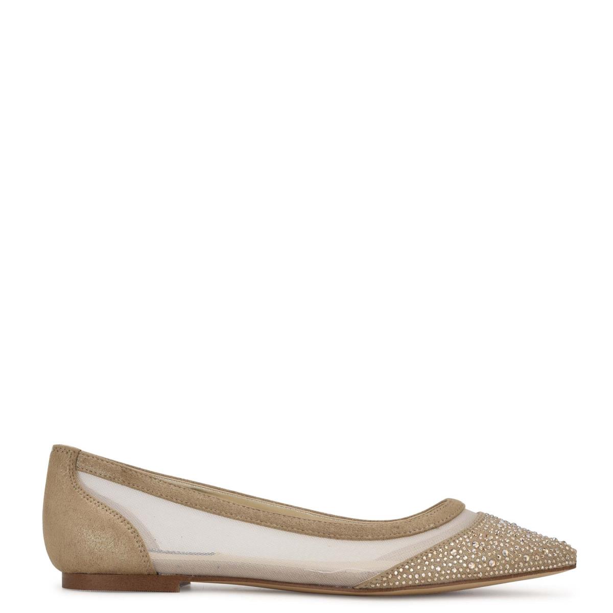 Nine West Bogus Pointy Toe Ballet Flats Beige | KMEU69473