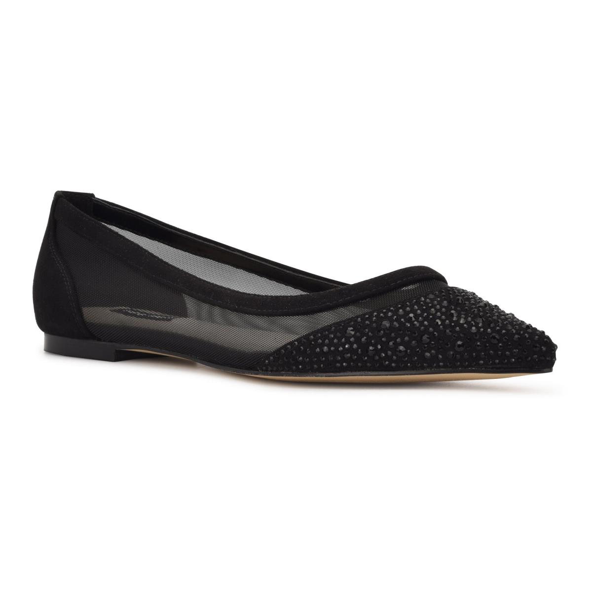 Nine West Bogus Pointy Toe Ballet Flats Black / Black | YDQT59120