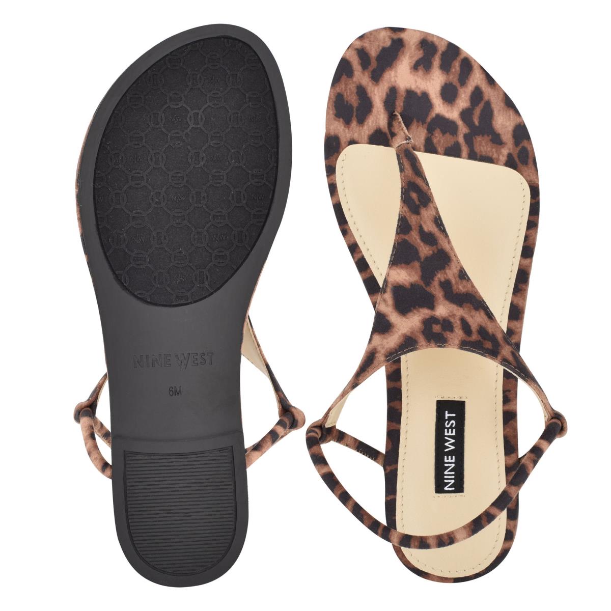 Nine West Braydin Stretch Flat Sandals Leopard | DIOS73029