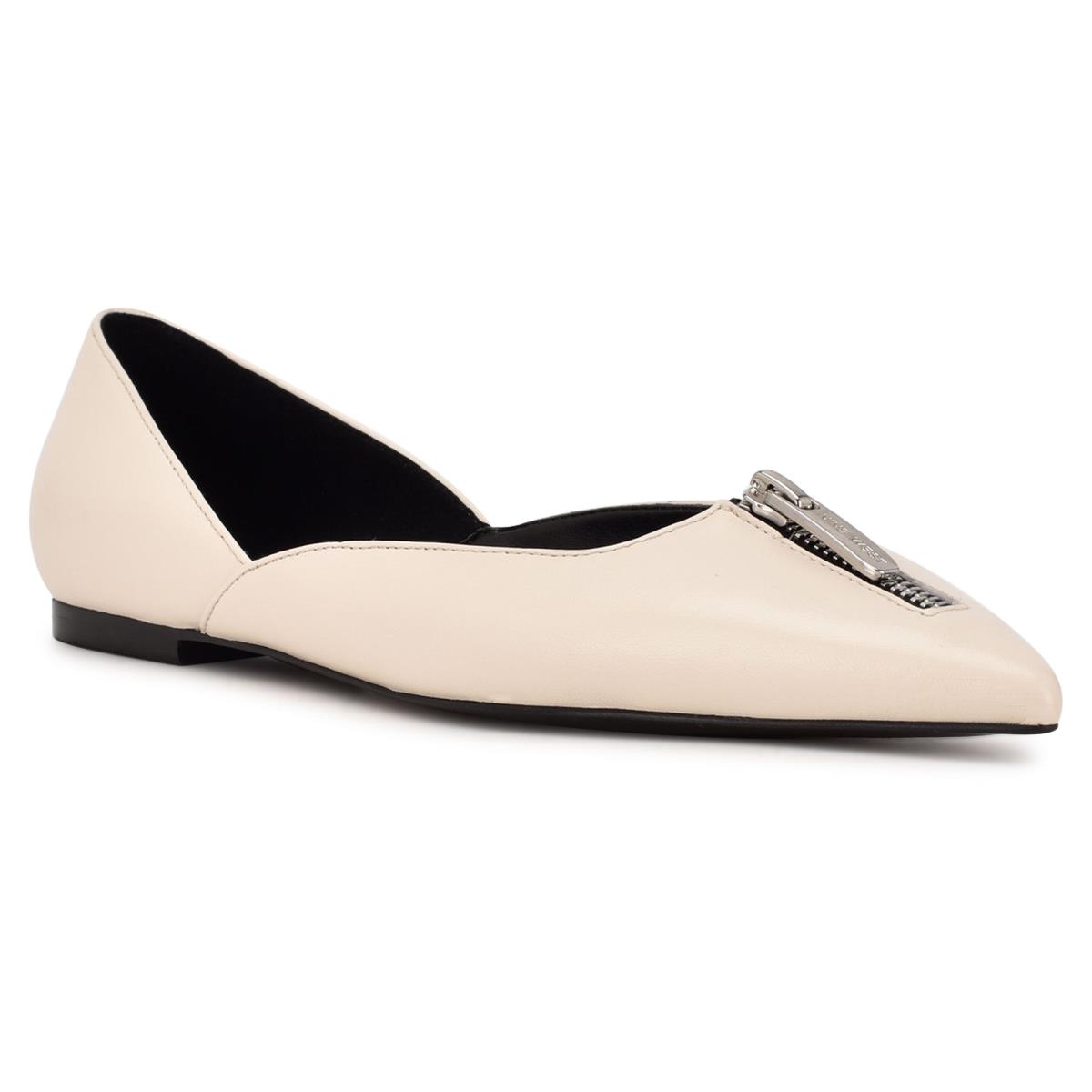 Nine West Brina Pointy Toe Ballet Flats Cream | LGAZ92384