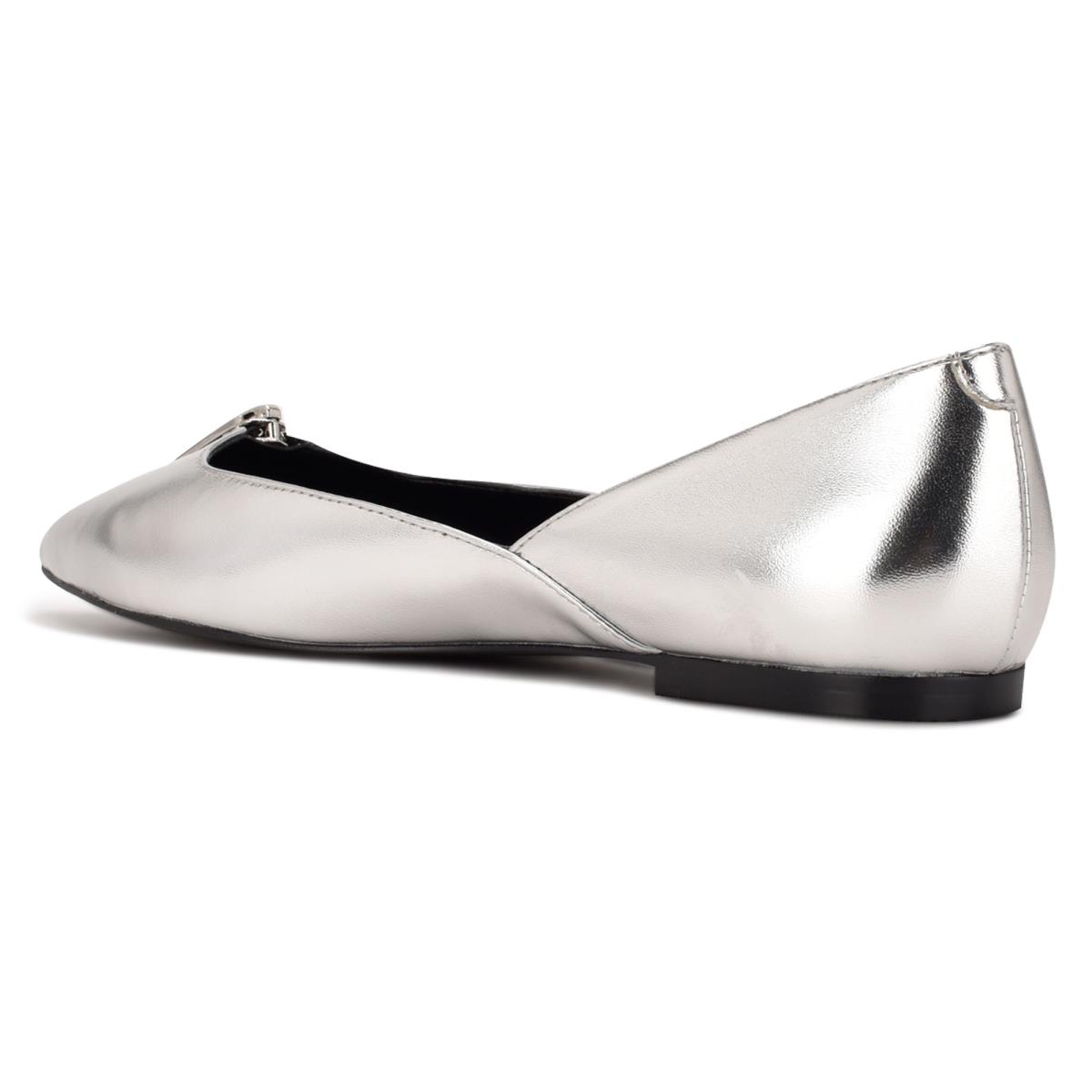 Nine West Brina Pointy Toe Ballet Flats Silver | TUDP70968