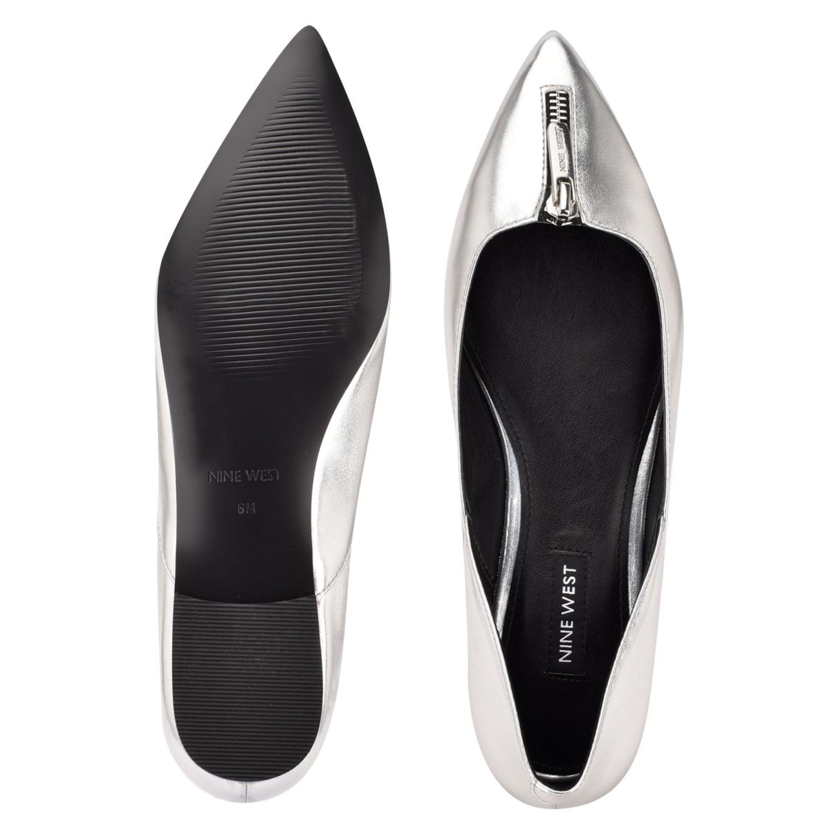 Nine West Brina Pointy Toe Ballet Flats Silver | TUDP70968