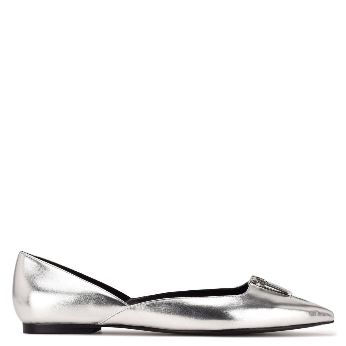 Nine West Brina Pointy Toe Ballet Flats Silver | TUDP70968