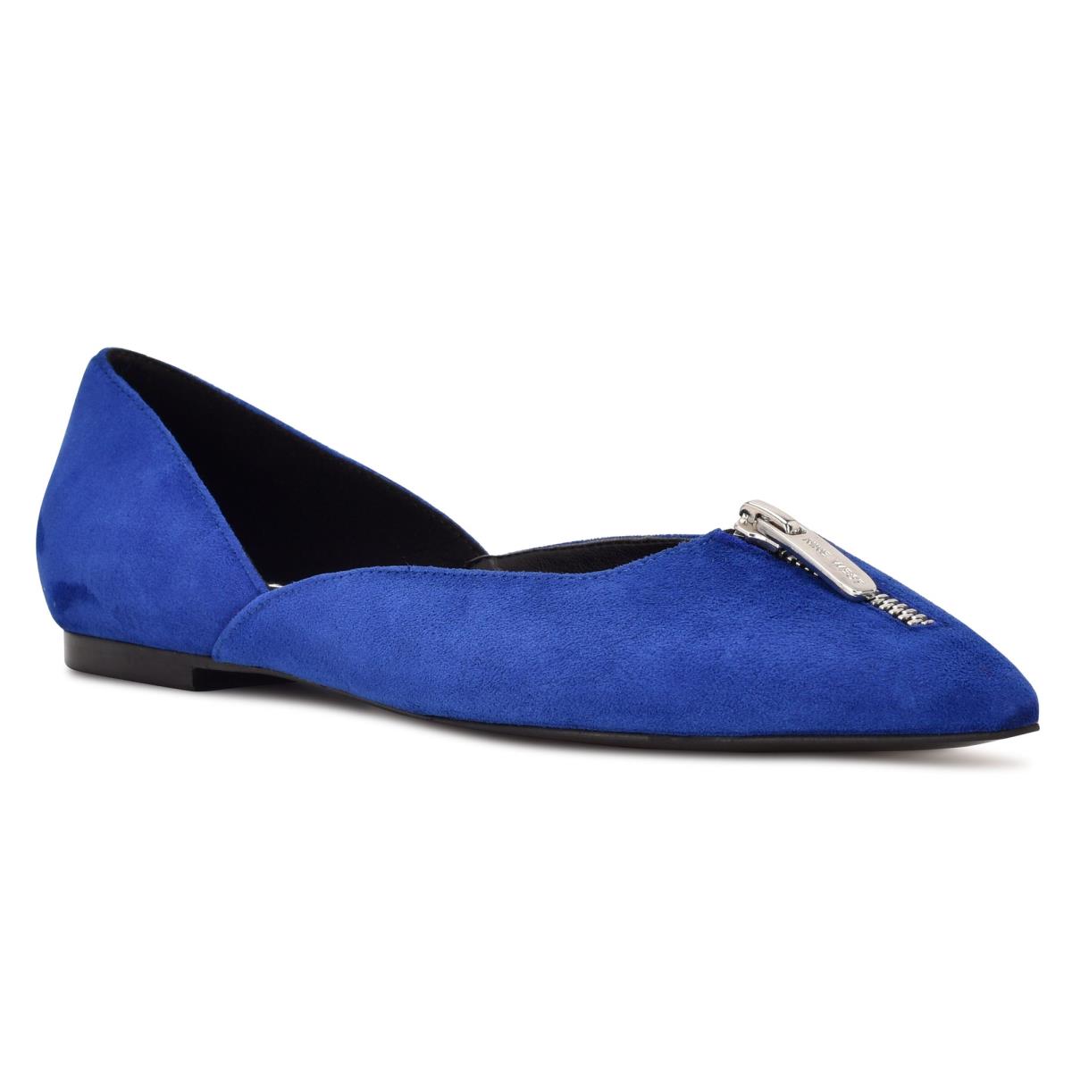 Nine West Brina Pointy Toe Ballet Flats Deep Blue | VDLN56934