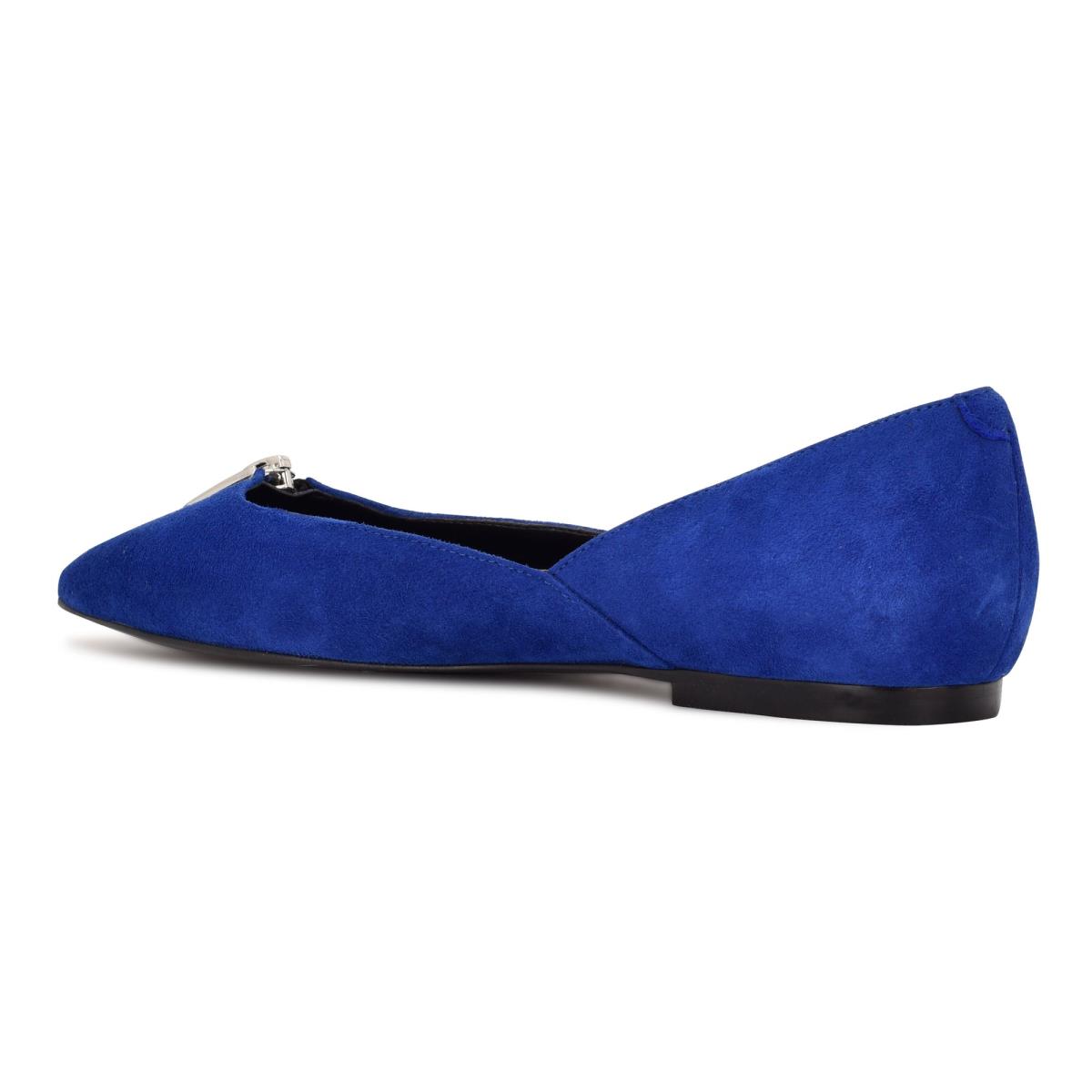 Nine West Brina Pointy Toe Ballet Flats Deep Blue | VDLN56934