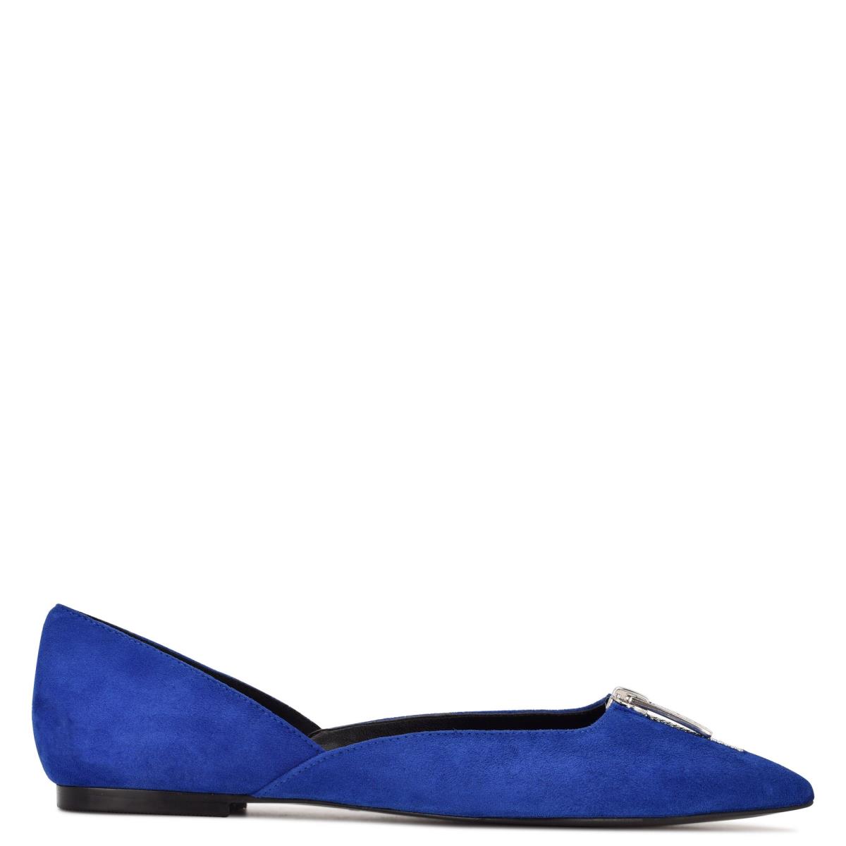 Nine West Brina Pointy Toe Ballet Flats Deep Blue | VDLN56934