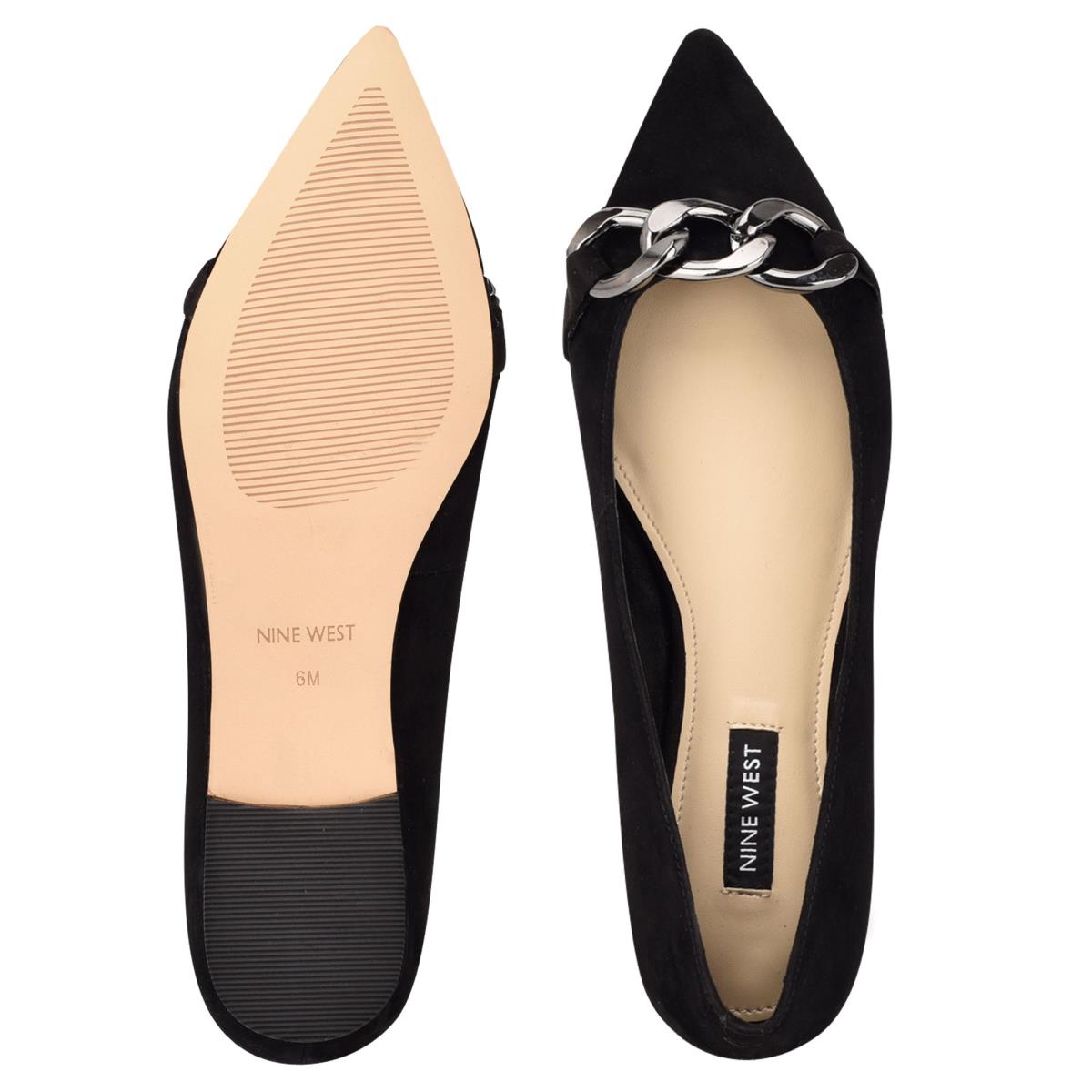 Nine West Brinks Pointy Toe Ballet Flats Black | BLIR43201