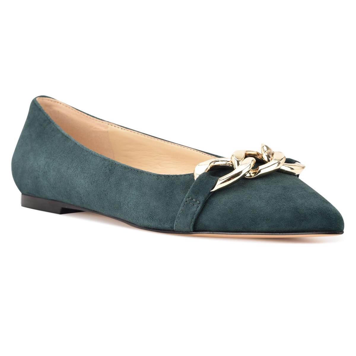 Nine West Brinks Pointy Toe Ballet Flats Blue | MUAT32796