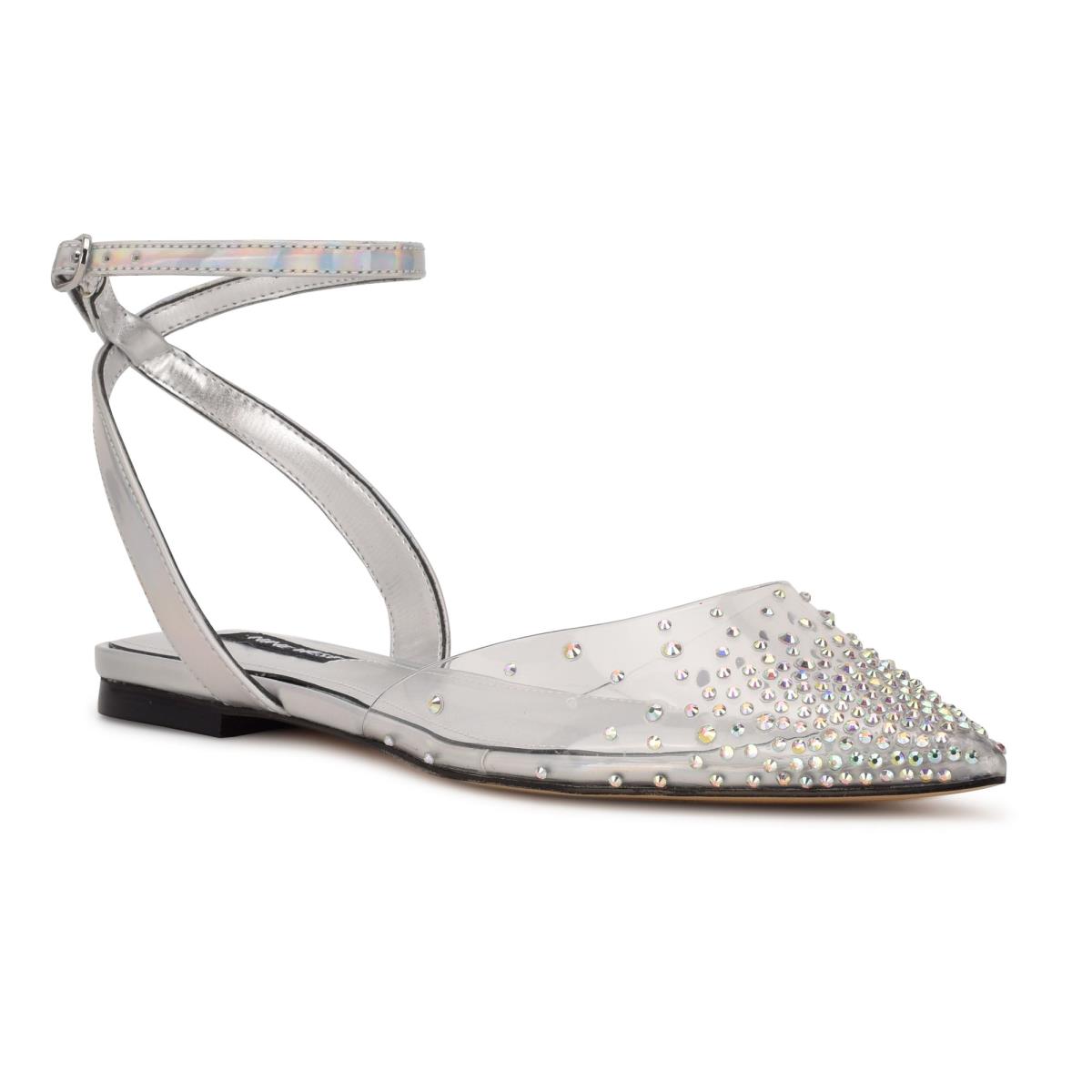 Nine West Briya Pointy Toe Ballet Flats Silver | VDOE15029