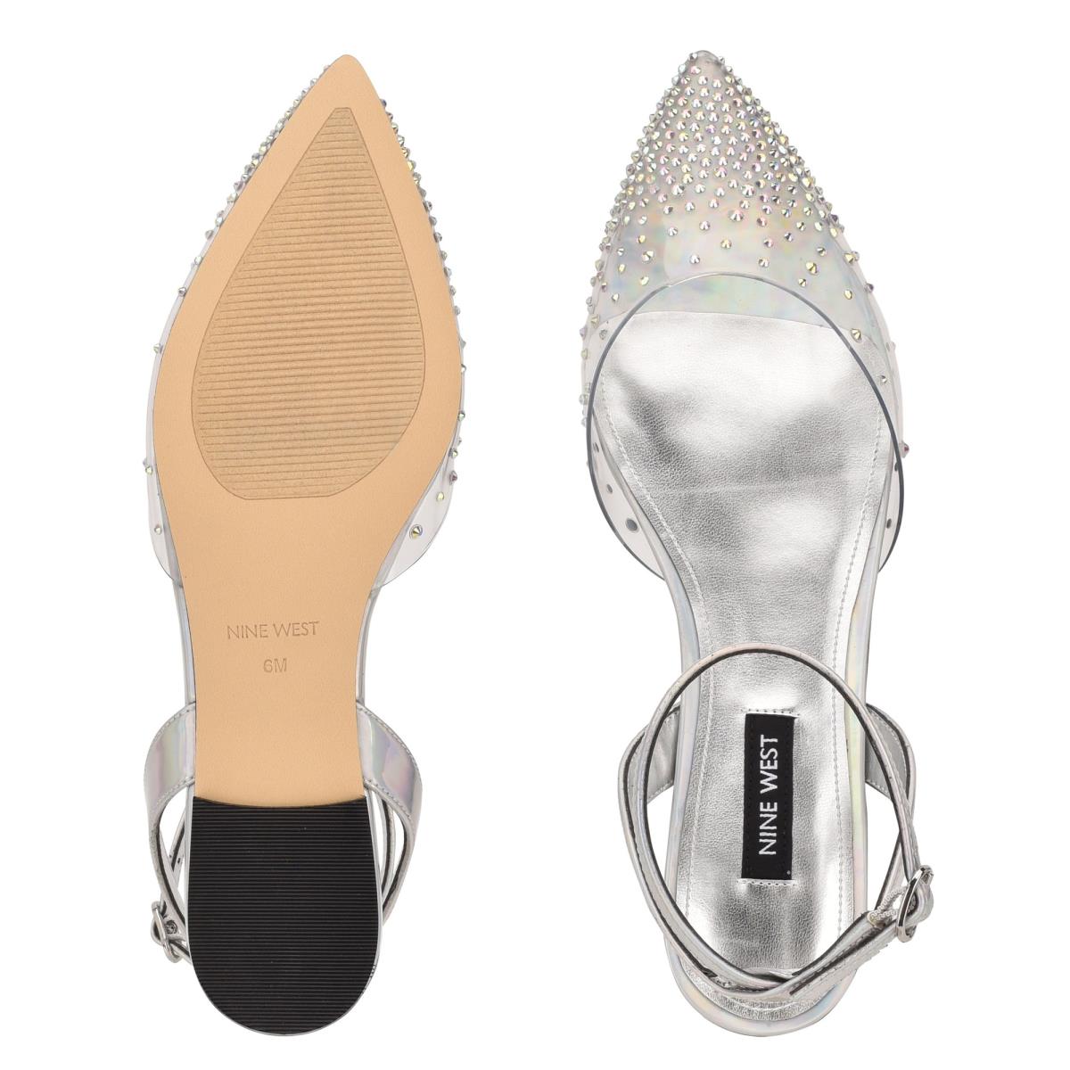 Nine West Briya Pointy Toe Ballet Flats Silver | VDOE15029