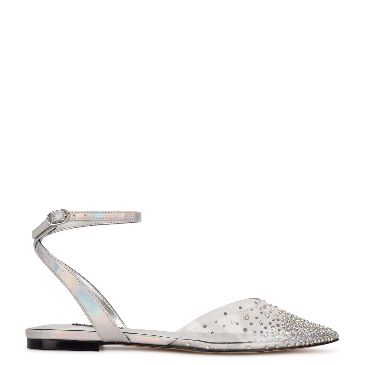 Nine West Briya Pointy Toe Ballet Flats Silver | VDOE15029