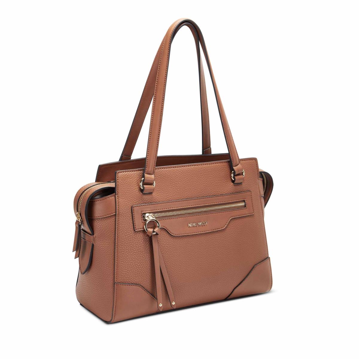 Nine West Brooklyn Jet Set Shldr Satchel Bags Brown | KXFL34152